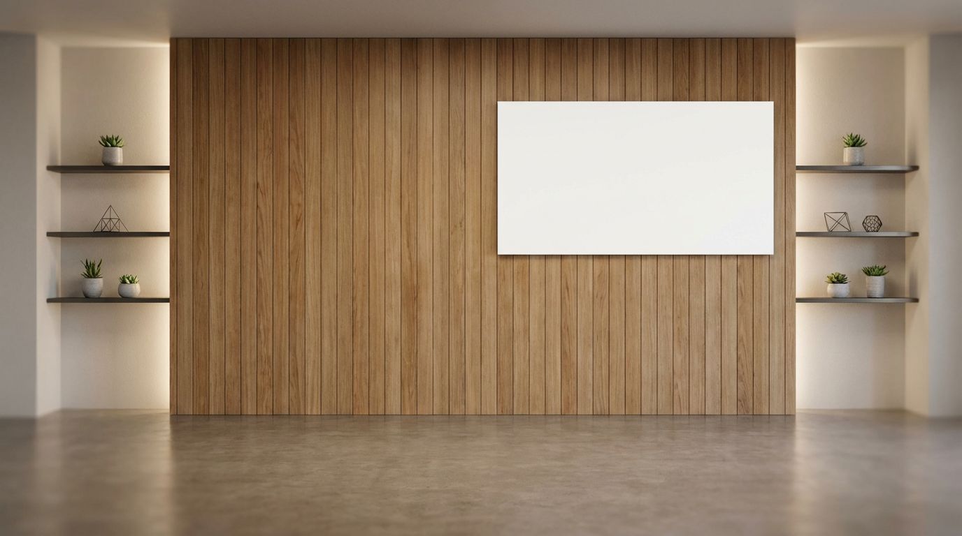 "Wood Wall Office Light" - premium Microsoft Teams background
